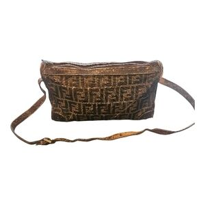Fendi Zucca Vintage Monogram Canvas Crossbody Bag Brown Italy